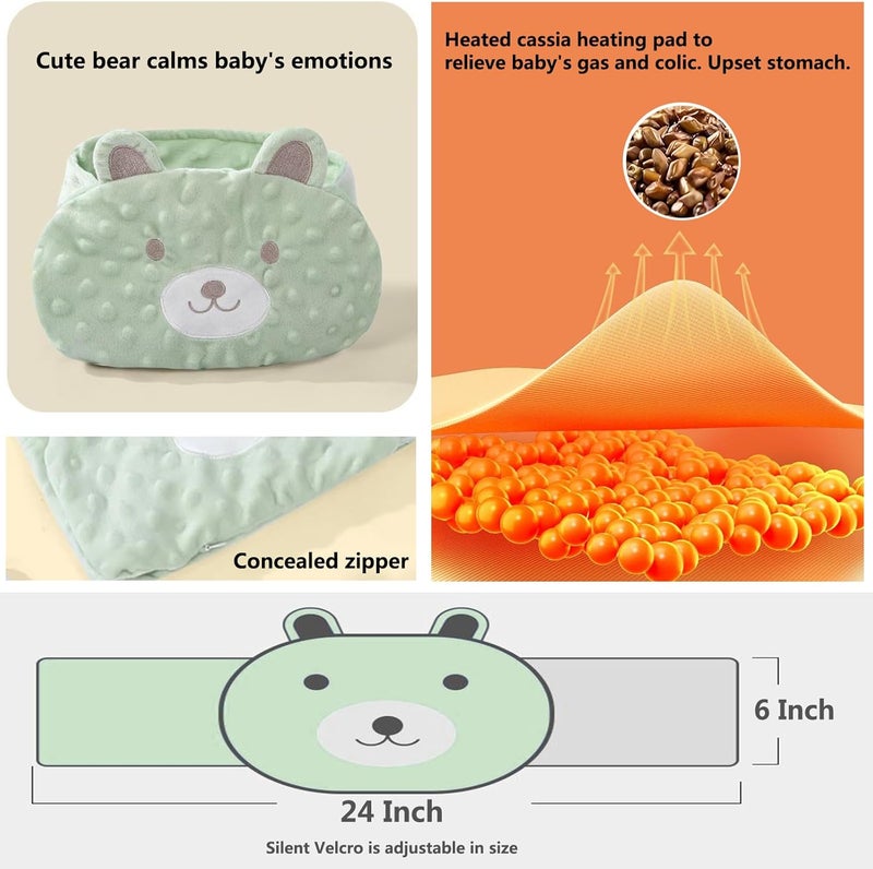 ISANPAN Baby Colic and Gas Relief - Cassia Seed Heated Tummy Wrap,Baby Heating Pad Swaddle Belt Relieves and Soothes Gas,Bloating and Upset Stomach (Green) - Image 5